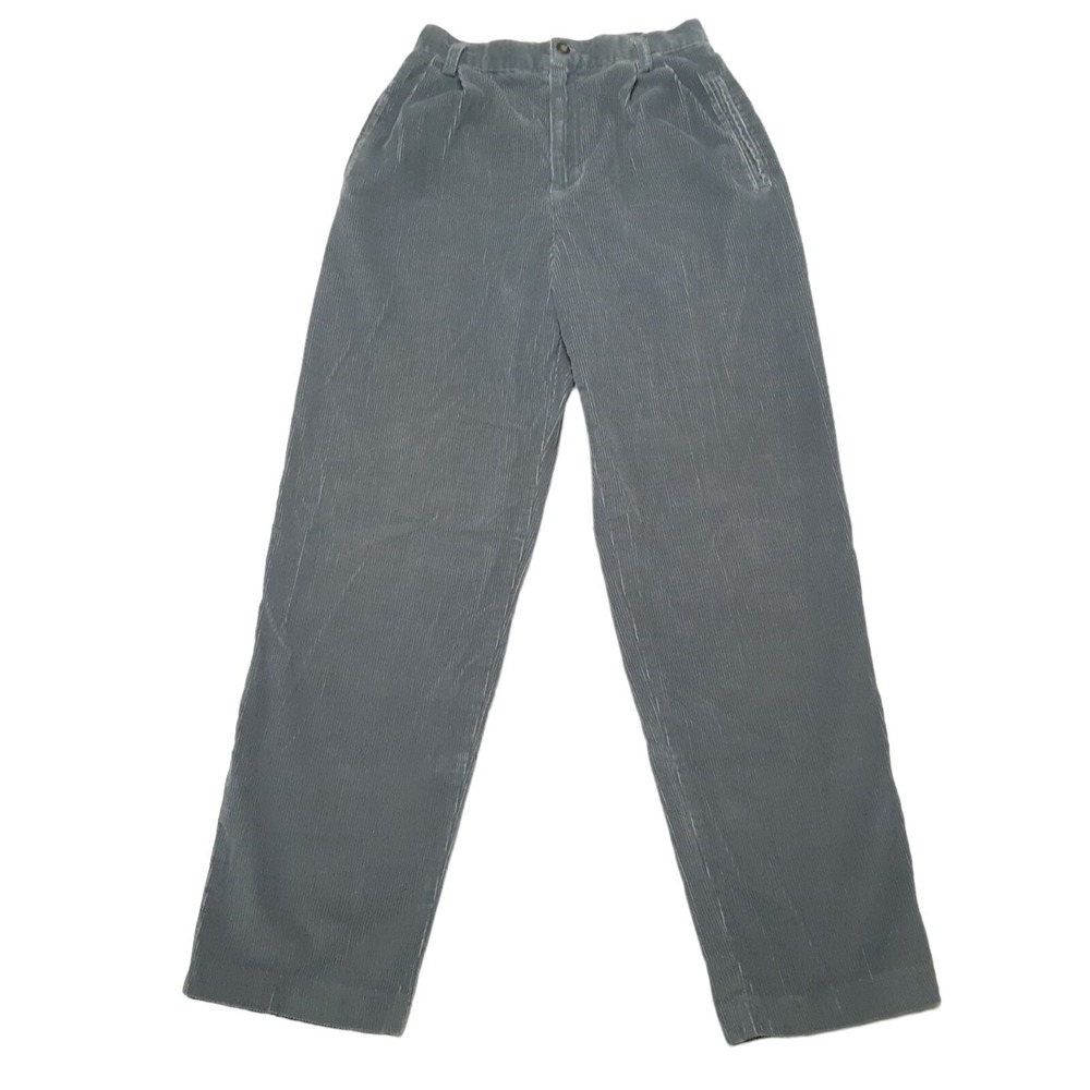 VTG Lizsport Jeans Womens 6 Gray Corduroy Pants Straight Leg Pleated High Rise